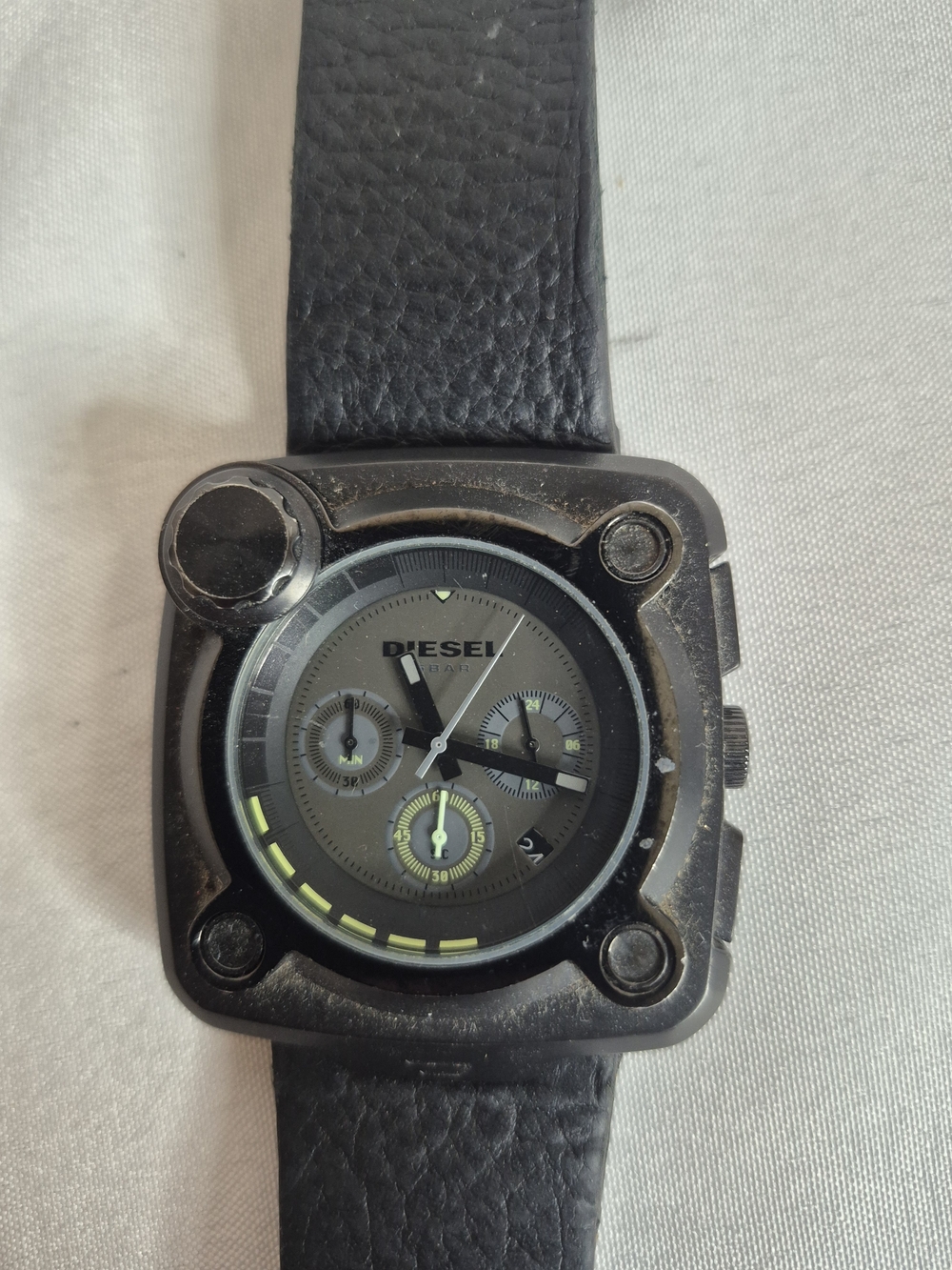 Diesel Dz 4218 Black and Green Square Chronograph Watch